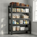 lauxery 5-tier heavy duty storage shelves with lockable, front angle view