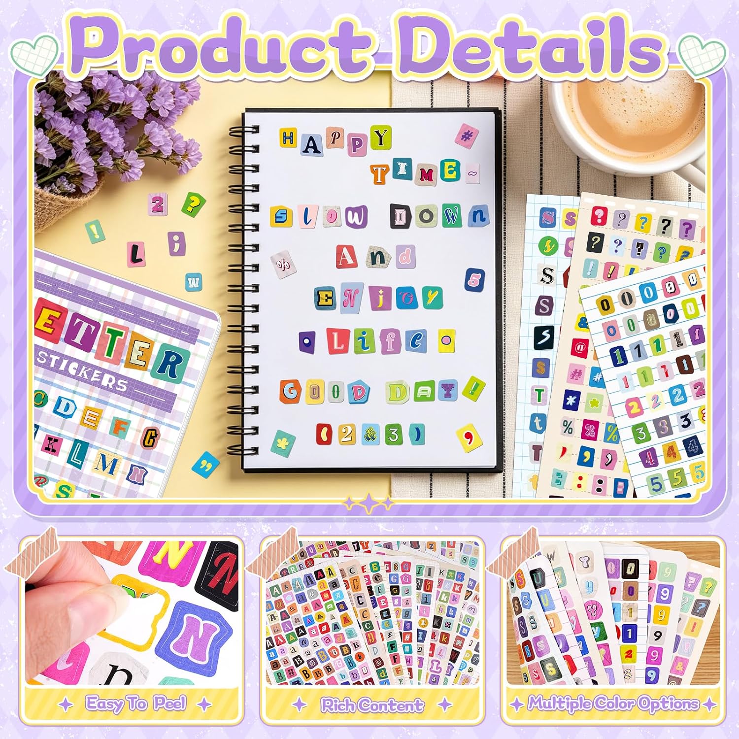 5000+ Letter Stickers for Scrapbooking Junk Journal Supplies Craft Decor | Vintage Letter Sticker Book, 48 Sheets Self-Adhesive Alphabet Stickers Small Ransom Letters for Journaling Planners Labels