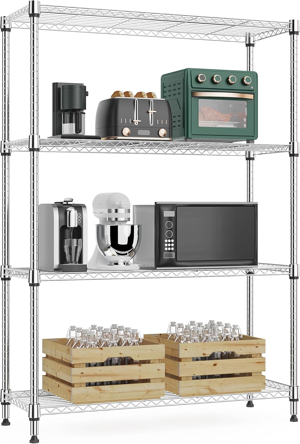 M MZG 1000 lbs 4Tier Shelf Metal Storage Shelves Wire Rack Closet Organizers
