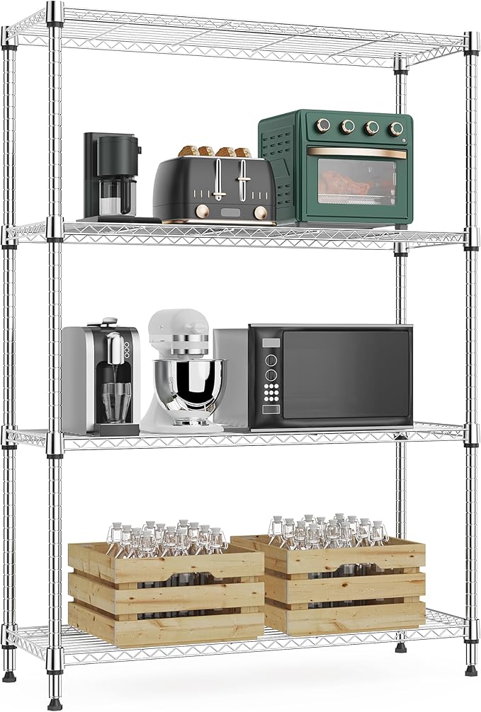 M MZG 1000 lbs 4Tier Shelf Metal Storage Shelves Wire Rack Closet Organizers by MEIGAOPLASTICANDMETALHKCOLIMITED