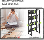 4NM No Assembly Folding Bookshelf Storage Shelves 4 Tiers Vintage Bookcase - Image 7