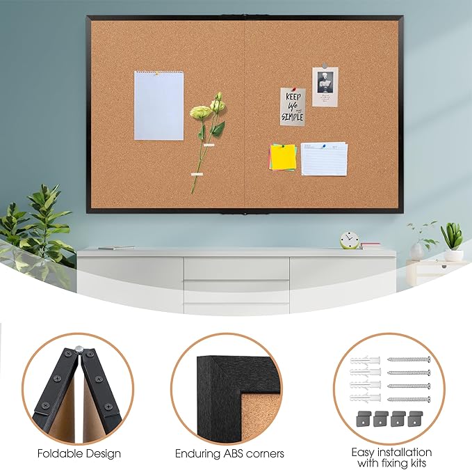 Board2by Extra Large Cork Bulletin Board 72" X 48", Foldable Notice Pin Board - Image 5