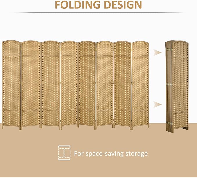 HOMCOM Room Divider, 8 Panel Folding Privacy Screen, 5.6' Tall Freestanding - Image 4