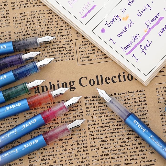 EYEYE Disposable Fountain Pens for Writing, Medium Point Stainless Steel Nib - Image 9