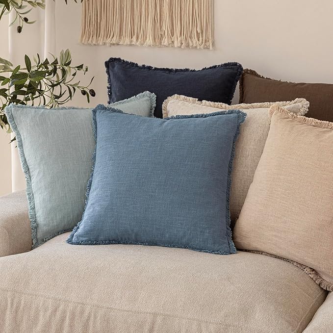 Foindtower Set of 2 Decorative Linen Fringe Throw Pillow Covers Cozy Boho - Image 7