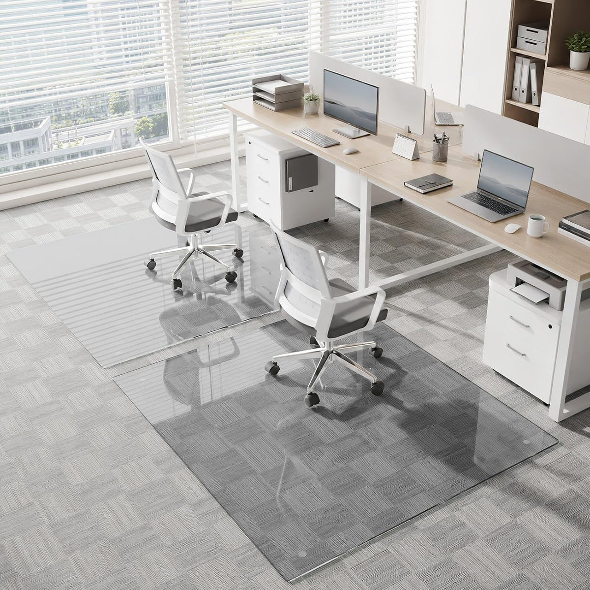 Tempered Glass Chair Mat for Carpet, 30"x48" Grey Floor Mat