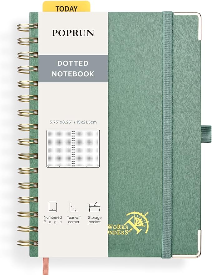 POPRUN Spiral Dotted Journal Notebook, by POPRUN