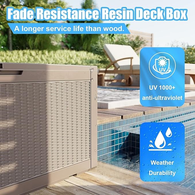 EasyUp 120 Gallon Deck Boxes Waterproof, Outdoor Large Storage Boxes - Image 5