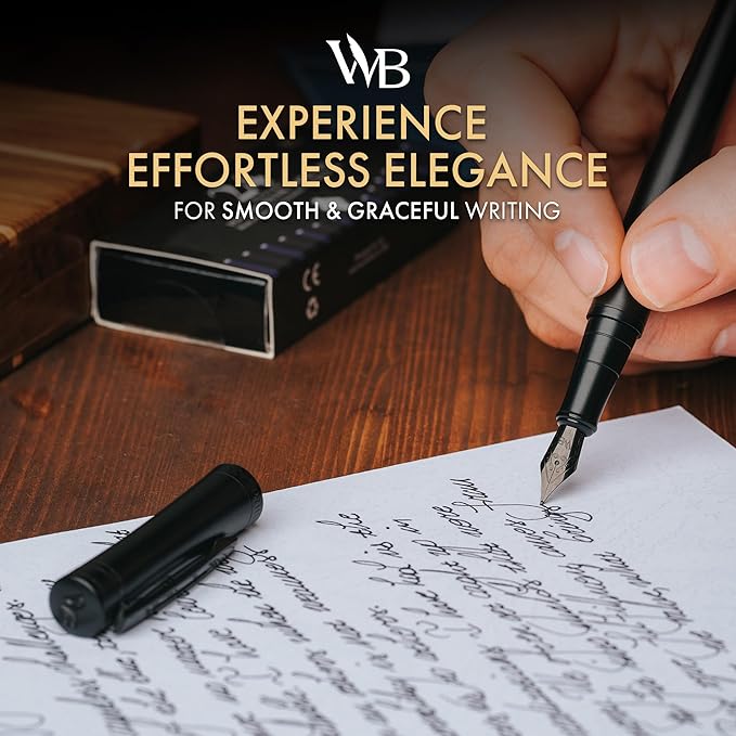 Wordsworth & Black Fountain Pen Set, Fine Nib, Includes 24 Pack Ink Cartridges - Image 2