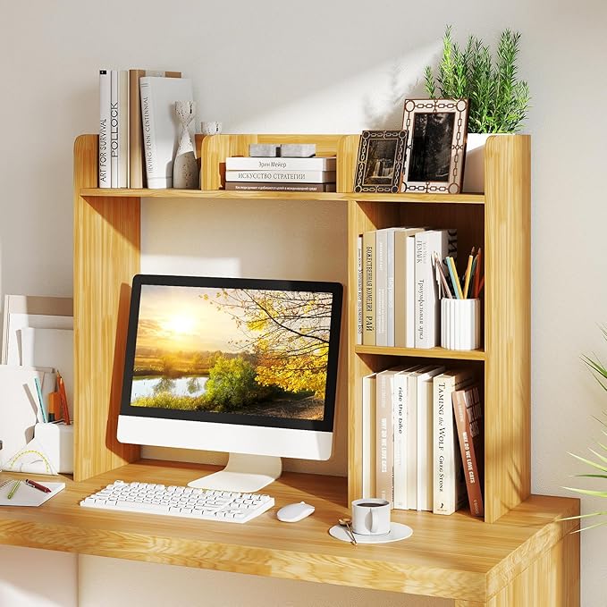 Tangkula Desktop Bookshelf, Countertop Storage Hutch - Image 2