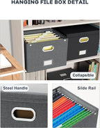 Oterri File Organizer Box with Lid, Large Hanging Filing Box with Mesh Pocket - Image 3
