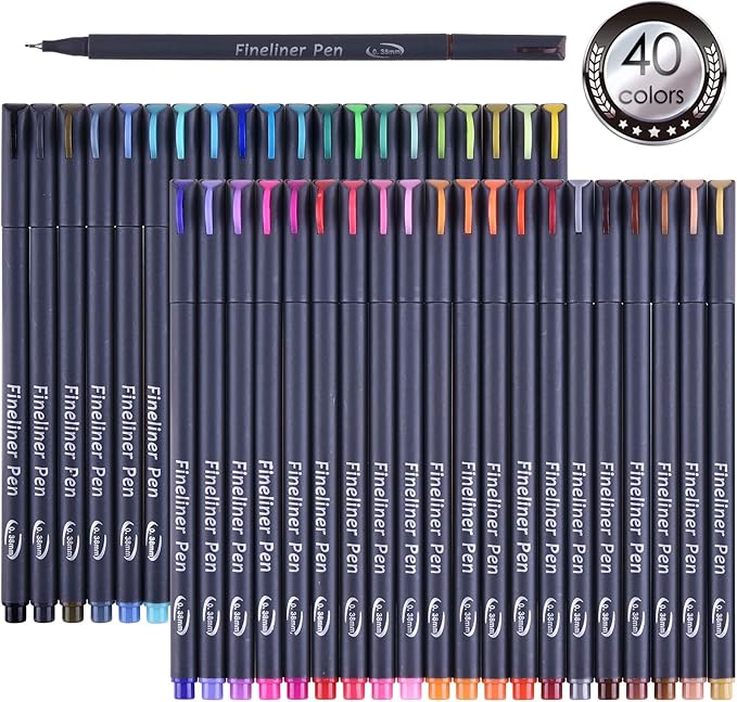 Tebik 45 Pack Planner Colored Pens, 40 Colors Pens by Tebik