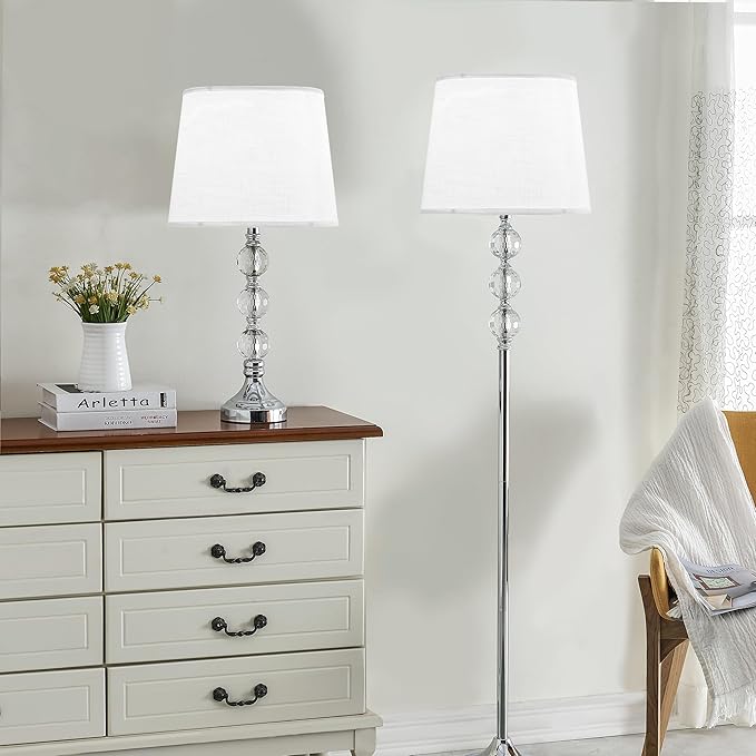 GO&SO Large White Texture Lamp Shades Set of 2, Drum Lampshades Replacemnt - Image 6