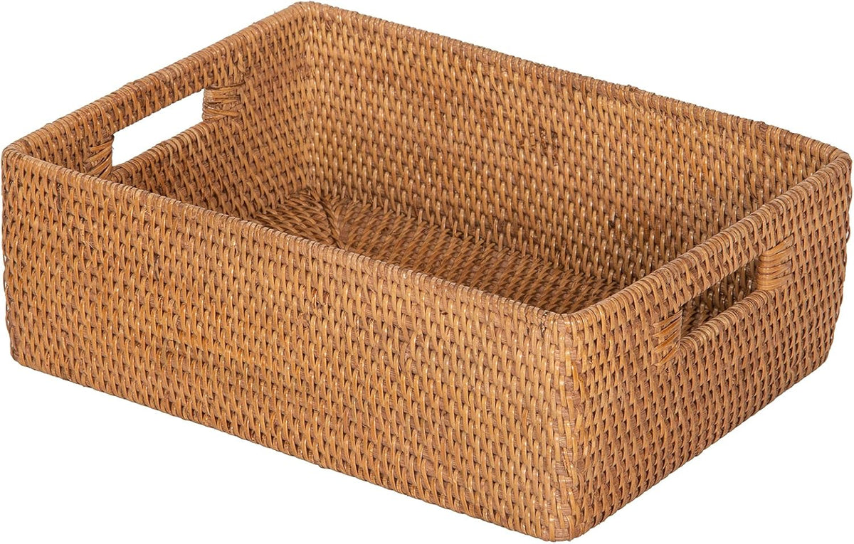 KOUBOO Laguna Rattan Shelf Organizer Basket, Wicker Storage Bin,Honey Brown