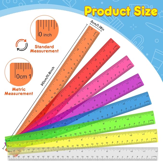 32 Pcs Clear Plastic Ruler 12 Inch, Rulers Bulk - Image 2