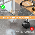 Azadx Tempered Glass Chair Mat for Carpet 32" x 48" Heavy Duty Chair Mat | 1/5" Thick for Carpeted Floor/Hard Floor Easy Glide Carpet Protector with Round Corner and Polished Edge, Scratch-Resistant