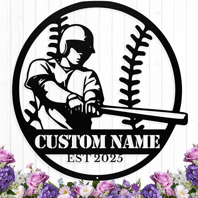 Personalized Baseball Metal Sign, Custom Baseball Signs Wall Art, Custom Name by HengMeiZiK