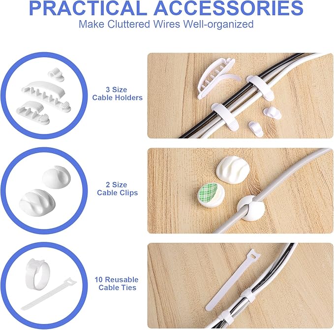 Cable Organizer Box Set of Three, Power Cover Cord Holder Surge Protector - Image 4