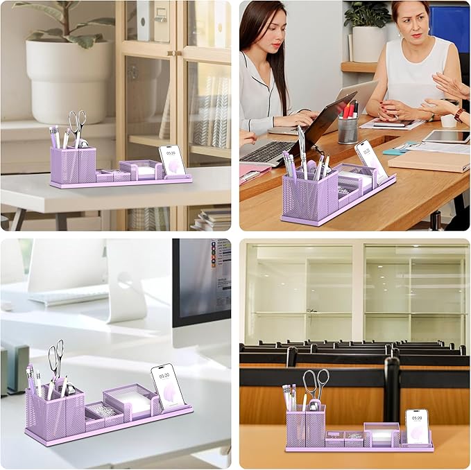 SUPEASY Pen Holder for Desk, 6 Piece Mesh Desk Organizer set for Office - Image 7
