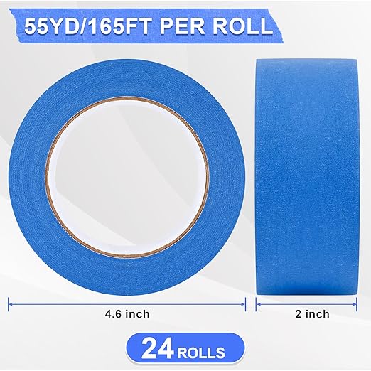 NEOACT 24 Rolls Blue Painters Tape 2 Inch Wide, 55 Yards Multi-Surface Residue - Image 2