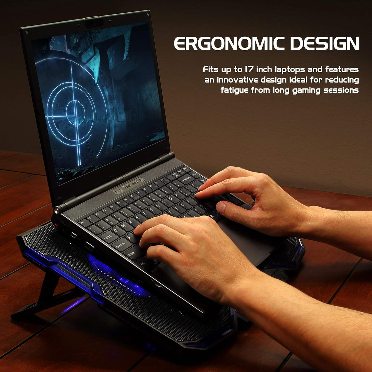 ENHANCE Cryogen Gaming Laptop Cooling Pad - Fits 17 in Computer- Adjustable L...