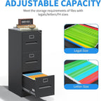 Yukimo 3 Drawer File Cabinet, Vertical File Cabinet - Image 7