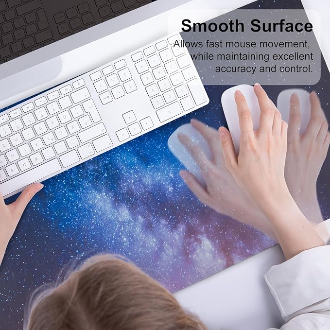 QIYI Large Desk Pad, Milky Way Mouse Pad Desktop Decor, Waterproof PU Leather - Image 5