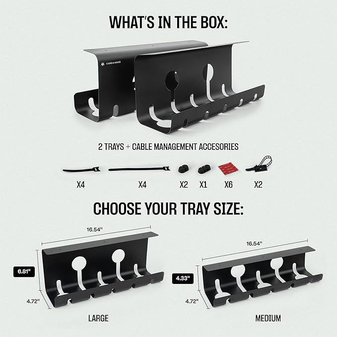 No-Drill Under Desk Cable Management Tray - Image 2