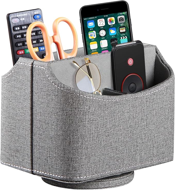PUSU Leather 360°Rotatable Remote Control Holder, Nightstand TV Remote Caddy by PUSU