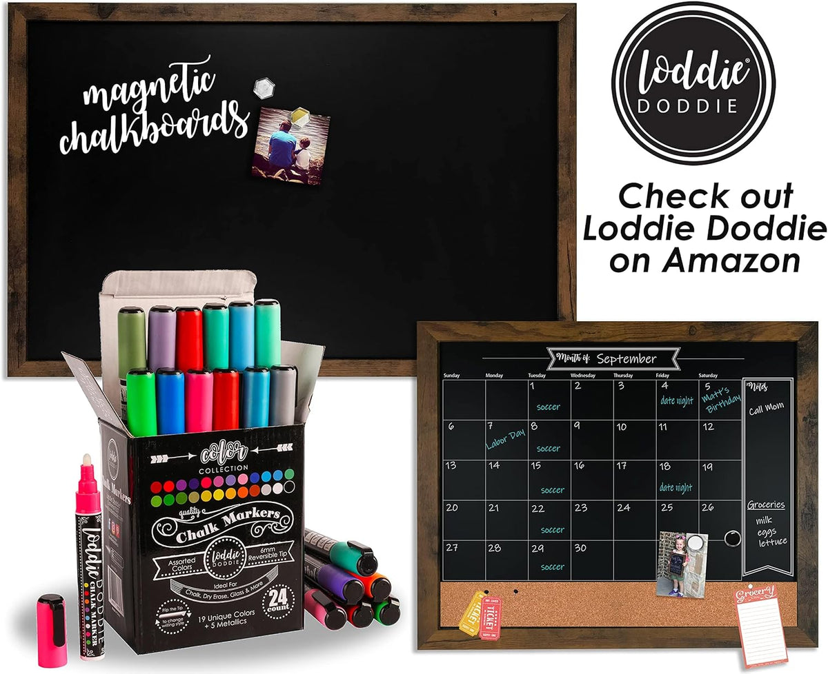 Loddie Doddie Rustic Wood Magnetic Board for Wall, Stain Resistant, 24"x...