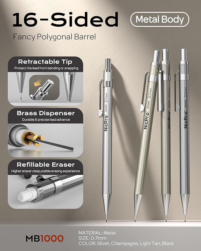 Nicpro 4 Pack Mechanical Pencil 0.7mm - Image 2