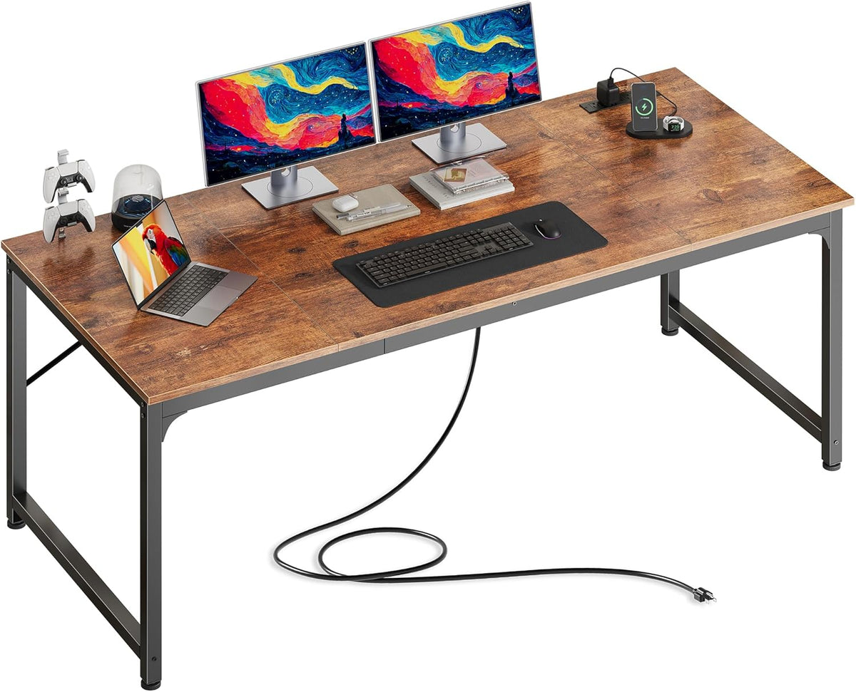 PRAISUN 63 X 30 Inch Extra Deep Desk with Power Outlets