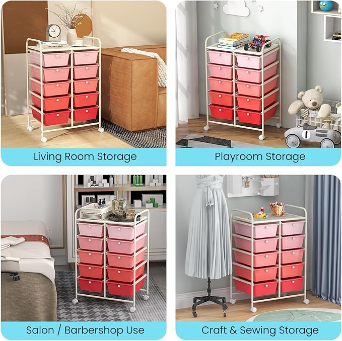 GLACER 10 Drawer Rolling Cart, Storage Cart - Image 7
