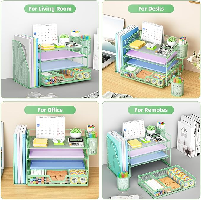 Marbrasse Desk Organizer and Accessories，4-Tier Paper Letter Tray Organizer - Image 6