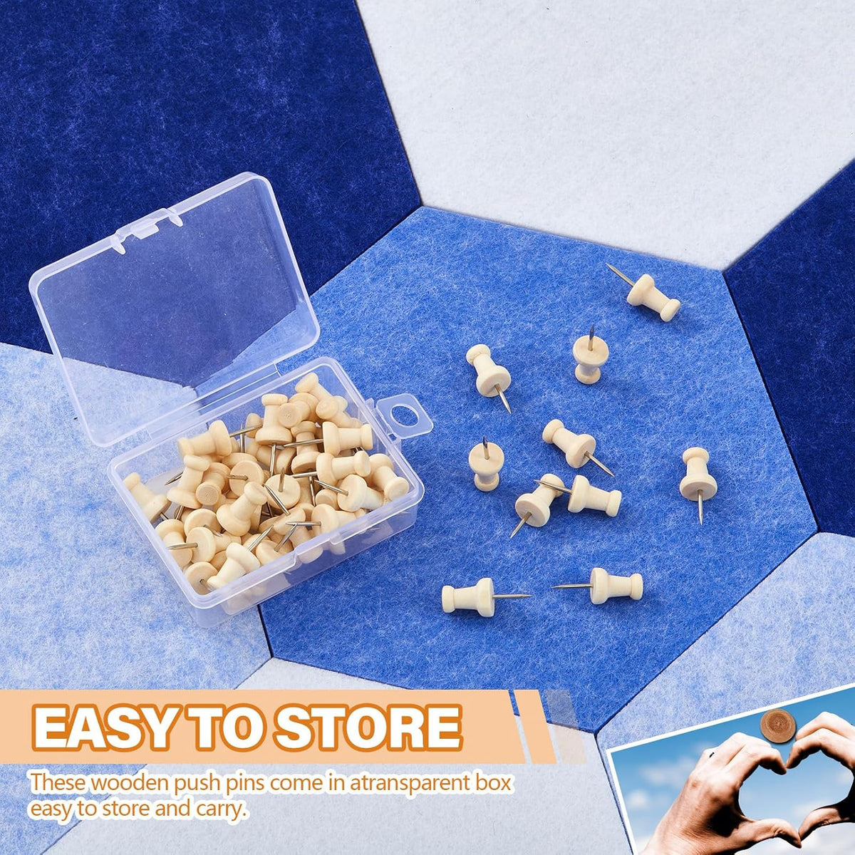 6.7 x 5.9 in 16 Pcs Hexagon Cork Board Tiles, Felt Pin Boards, Blue