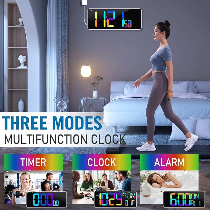 KMMKGG Large 13.7" LED Digital Timer（5''Nunmber）, 11 Color Changing, Count - Image 6