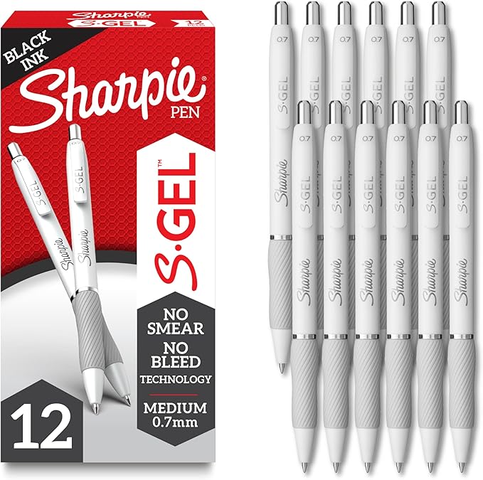 Sharpie S-Gel Gel Pens, Pearl White Body, Medium Point, Note-Taking, Office by Sharpie
