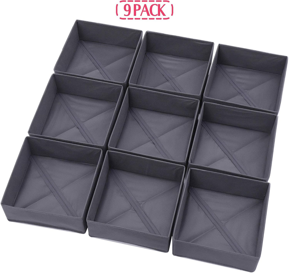 DIOMMELL 9 Pack Foldable Cloth Storage Box Closet Dresser Drawer Organizer Fa...