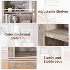 RWYHG 43" Grey Tall Bookshelf Set of 2, 3-Tier Thick Wooden Book Shelf - Image 5