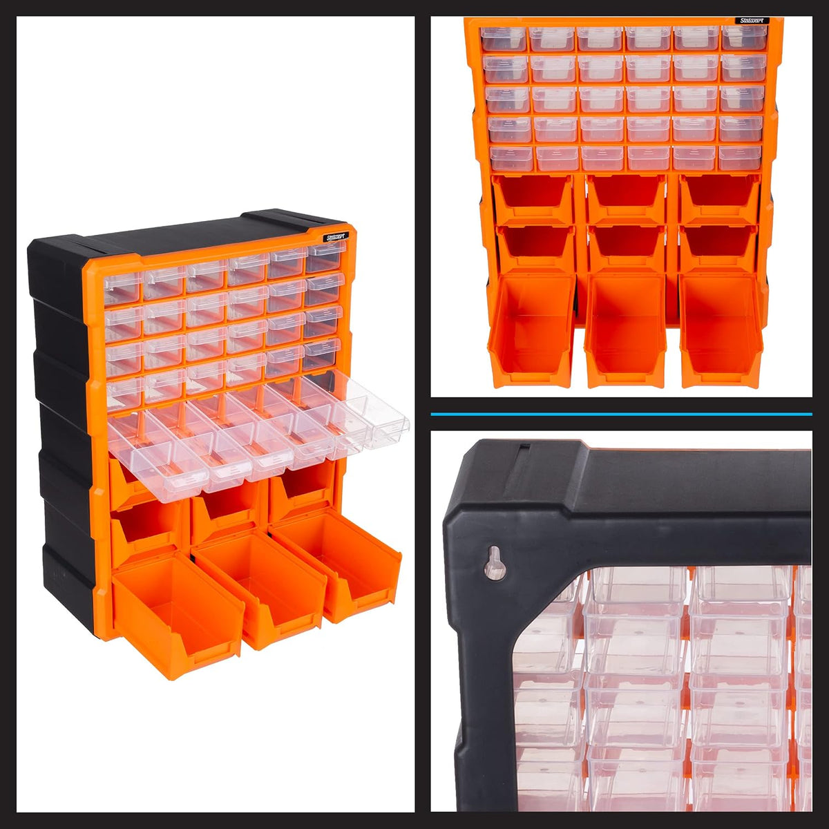Stalwart Plastic Storage Drawers - 39-Drawer Screw Organizer, Black