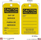 TRADESAFE Bilingual Out of Service Tags, Fuera de Servicio - Image 2