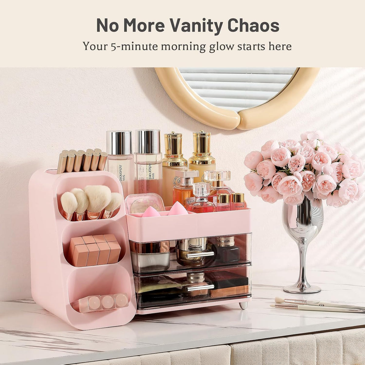 Aveniee Makeup Organizer with Drawers, Vanity Organizer for Bathroom Countert...