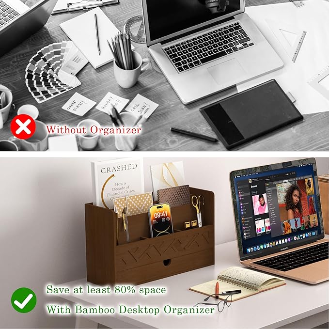 Bamboo Mail Organizer Countertop Desktop - Image 5