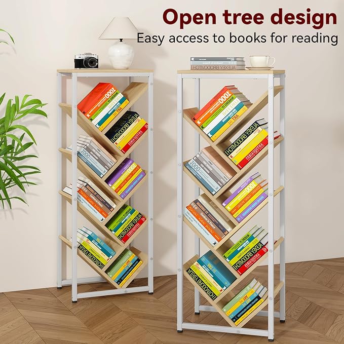 IBUYKE 9 Tier Tree Bookshelf, Floor Standing Wood Bookshelf - Image 6
