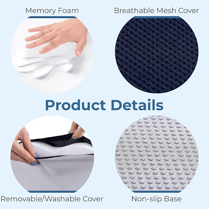 5 STARS UNITED Seat Cushion for Tailbone Pain Relief – Memory Foam Cushion for - Image 6