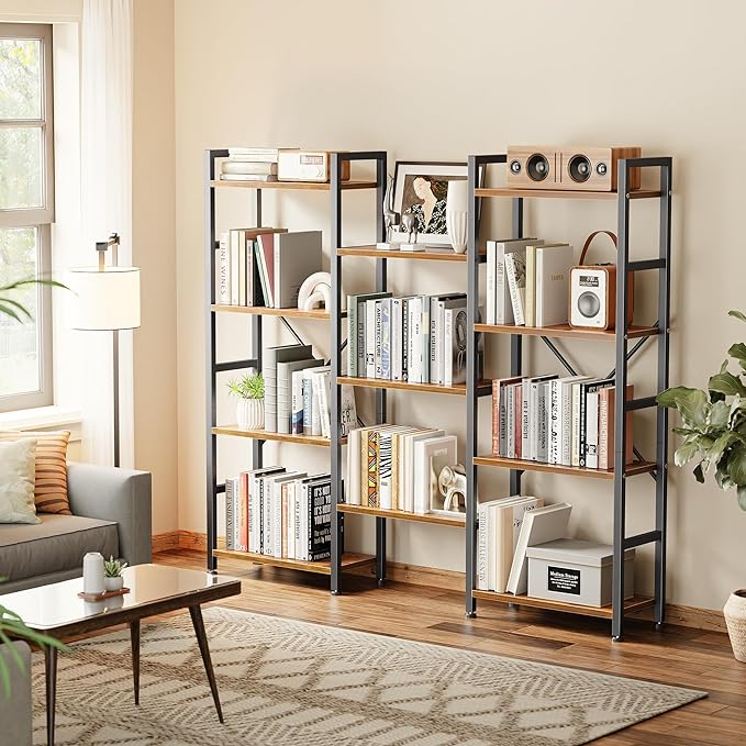 SUPERJARE Triple 4 Tier Bookshelf, Bookcase - Image 2
