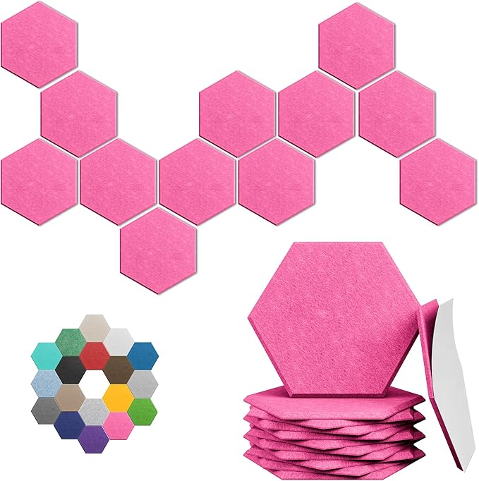 Hexagonal Acoustic Panels-12 Pack High-Density Sound Absorbing Panels by UNECHOACOUSTIC