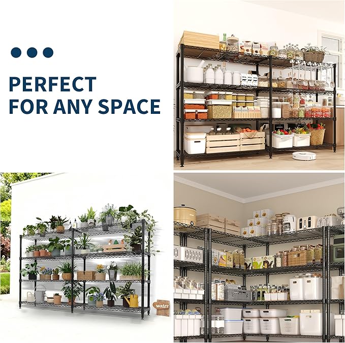MilleLoom Metal Storage Shelves 4-Tiers, Adjustable Standing Wire Rack Shelf - Image 8