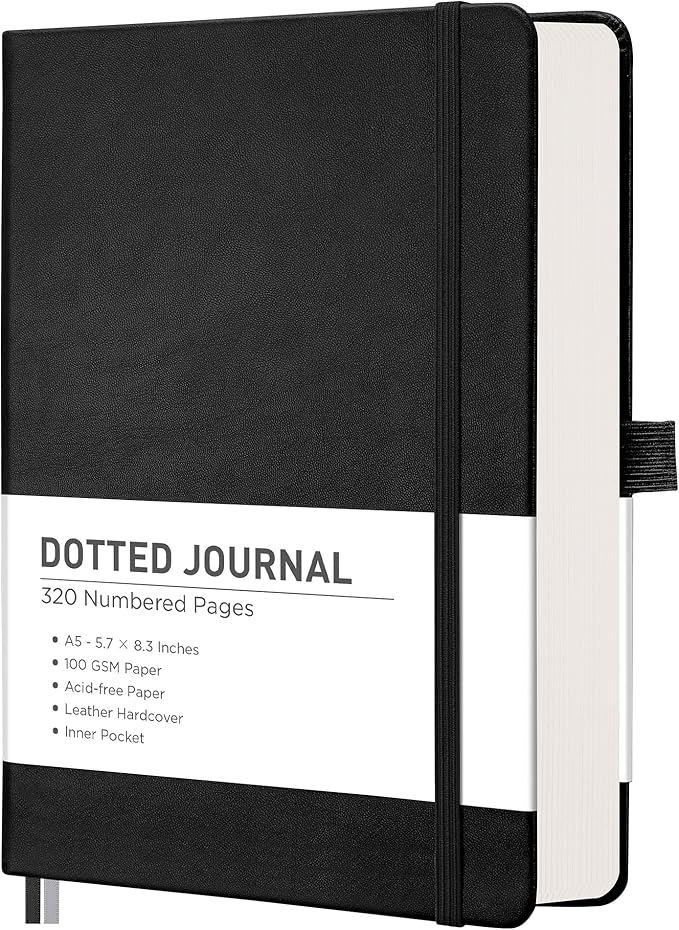 RETTACY Bullet Dotted Journal Notebook, 320 Numbered Pages, A5 Medium Size by RETTACY