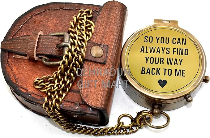 So You Can Always Find Your Way Back to Me Vintage Brass Compass - Image 5